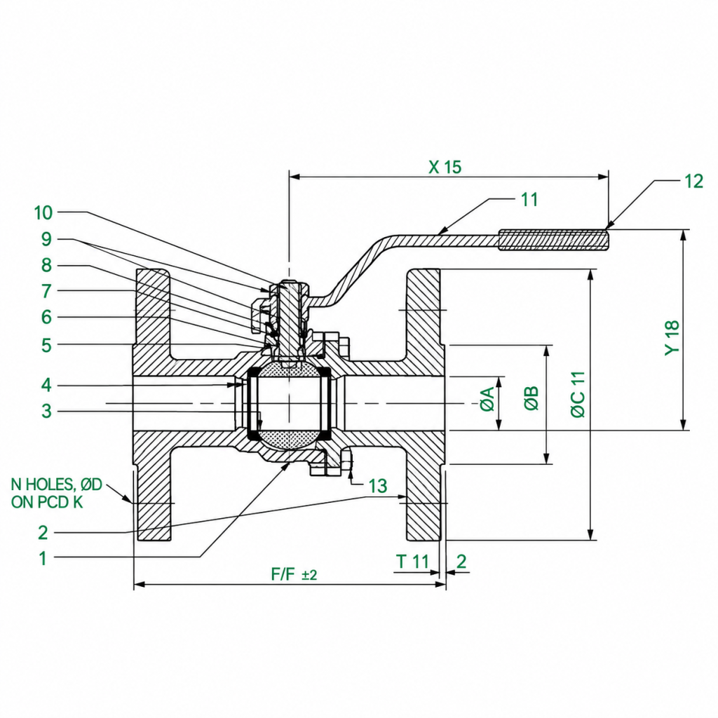 Manual 2 Way 2 Piece Design Ball Valves specification